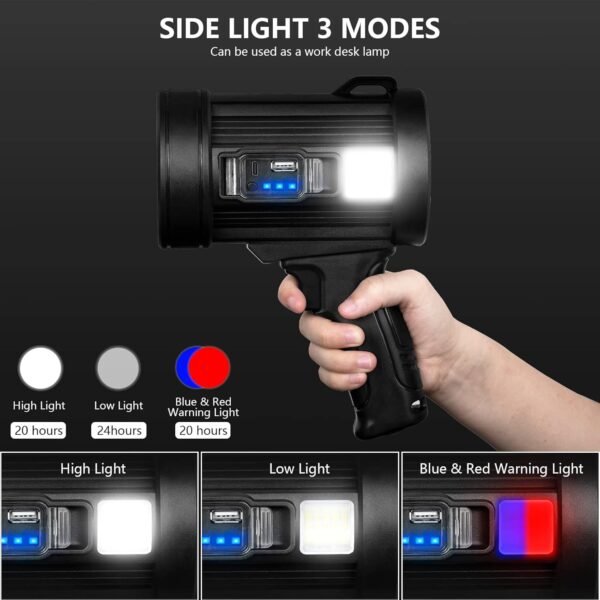 Rechargeable LED Spotlight Super Bright Handheld Flashlight for Outdoor Adventures