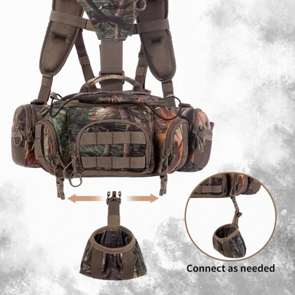 4 Hunting Backpack with Fanny Pack Harness and Binocular Storage System for Outdoor Gear