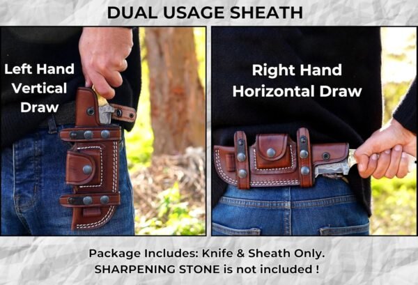4 Handmade Damascus Fixed Blade Hunting Knife with Leather Sheath Outdoor