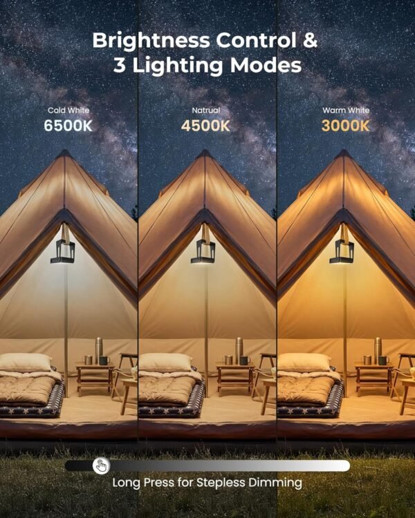 Rechargeable LED Camping Lanterns Dimmable Emergency Flashlight Lights Two Pack