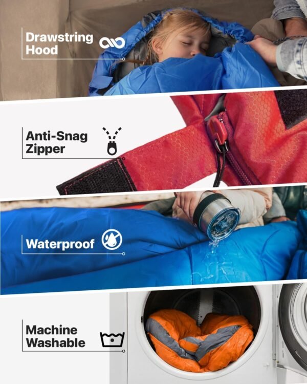 Lightweight Cold Weather Sleeping Bag for Kids and Adults Camping Outdoor