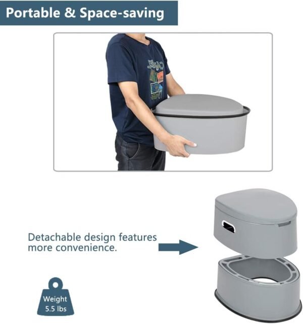 Portable Camping Toilet Detachable Bucket Lightweight Compact Outdoor Emergency Commode