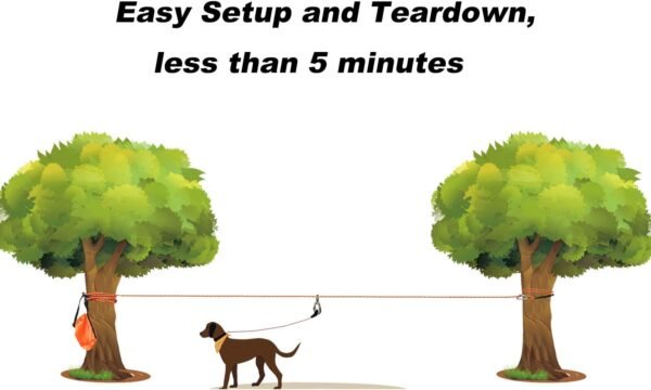 5 Dog Tie Out Cable 50ft Portable Overhead Trolley System for Large Dogs Outdoor Camping