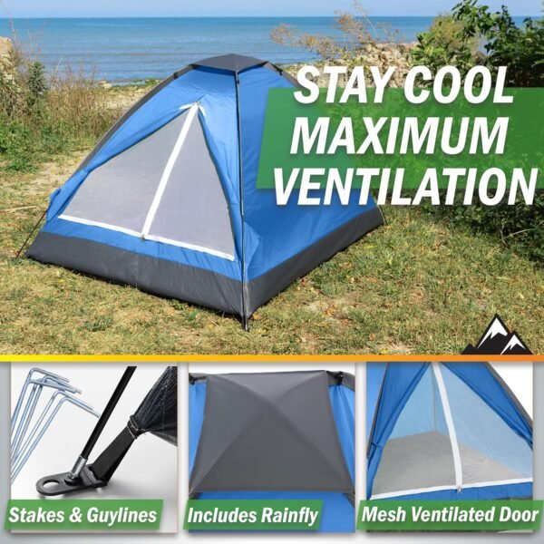 Lightweight 2 Person Camping Tent with Rainfly Pop Up Outdoor Shelter
