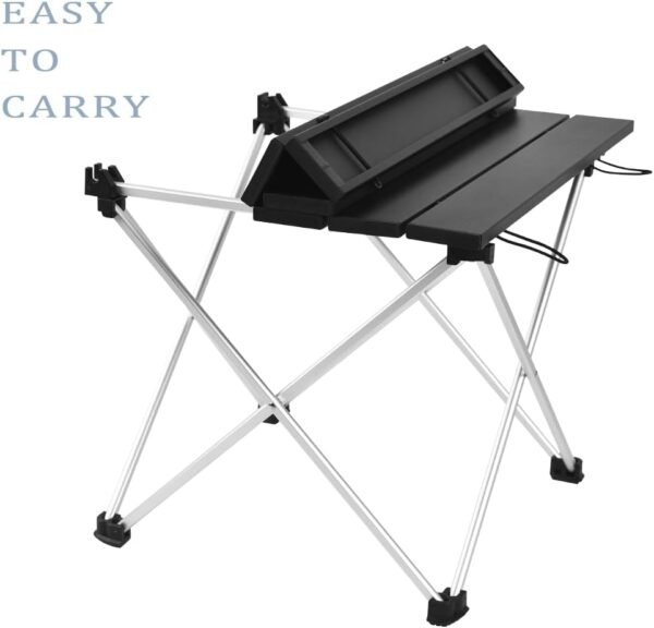 Portable Folding Camping Table Aluminum Top Lightweight Outdoor Beach Picnic Table Black