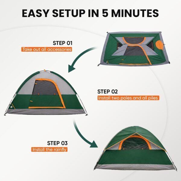 Waterproof Windproof Dome Camping Tent 2-8 Person Quick Setup Family Outdoor Shelter