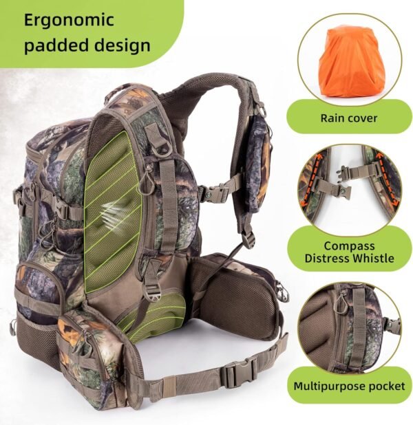 Large Camouflage Hunting Backpack with Rifle Bow Storage Outdoor Gear