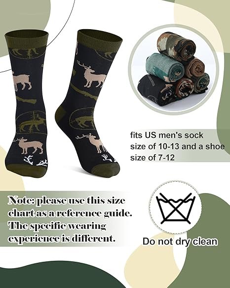 Funny Hunting Crew Socks Cotton Novelty Gift Set for Men