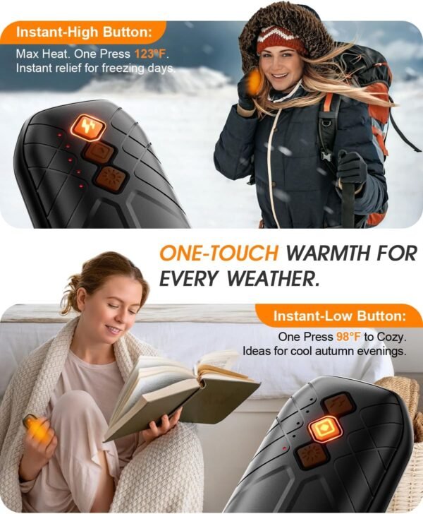 Portable AI Rechargeable Hand Warmers 2 Pack with LED Heating Control