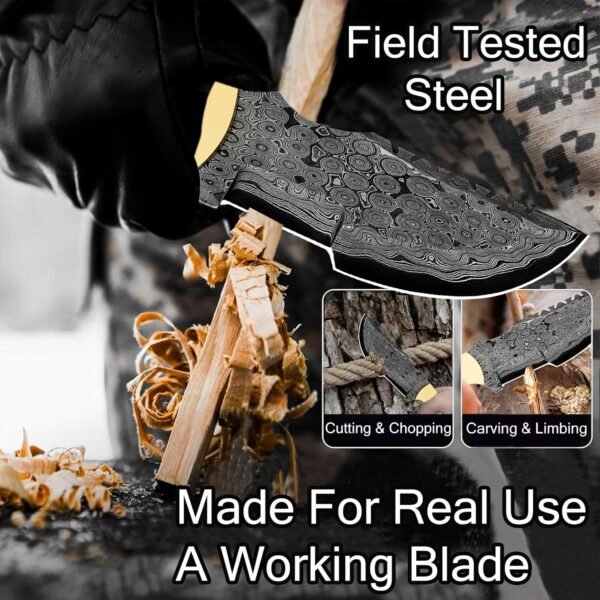 5 Handmade Damascus Fixed Blade Hunting Knife with Leather Sheath Outdoor
