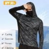 5 Men Hooded UPF50 Sun Protection Fishing Shirt Long Sleeve Rash Guard Cooling