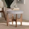 1 Round Upholstered Accent Stool with Wooden Frame and Padded Seat