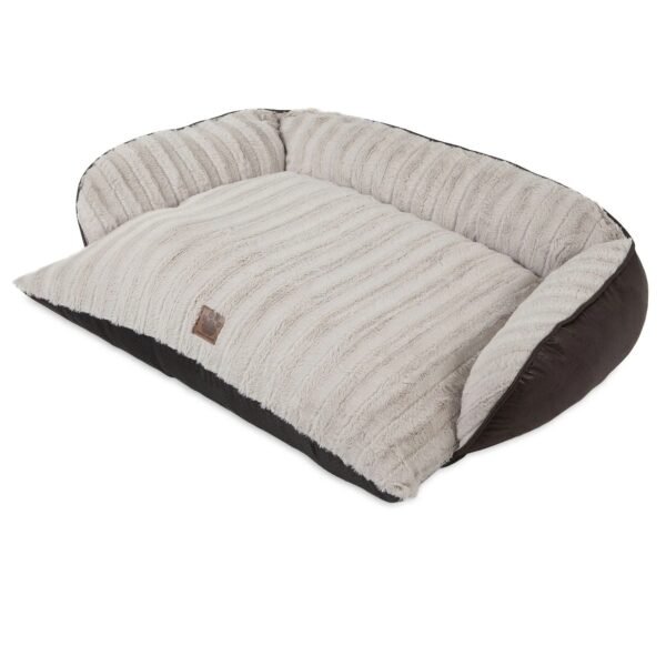 Rustic Luxury Couch Pet Bed with Plush Bolsters for Dogs