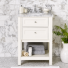Modern White Floor Standing Bathroom Storage Cabinet with Lacquer Finish