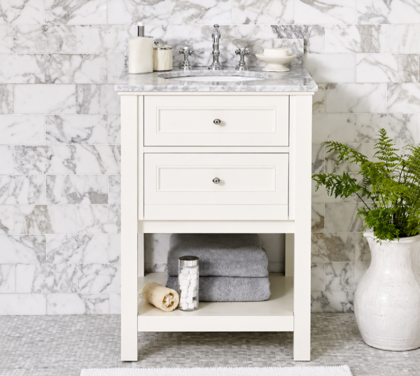 Modern White Floor Standing Bathroom Storage Cabinet with Lacquer Finish
