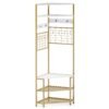 5-Tier Corner Hall Tree with Shoe Storage Bench and Coat Hooks