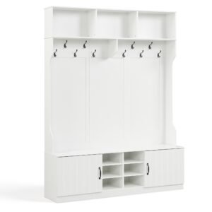 59-Inch 6-in-1 Hall Tree with Bench, Hooks and Shoe Storage