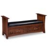 Solid Wood Storage Bench With Leather Seat For Entryway