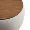 10 Round Upholstered Ottoman Coffee Table with Wooden Top Modern Design
