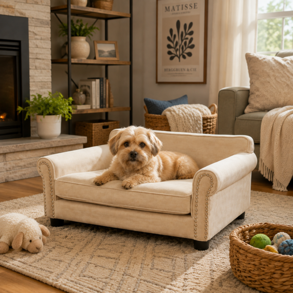 Sofa Pet Bed with Removable Washable Cover and Supportive Cushion