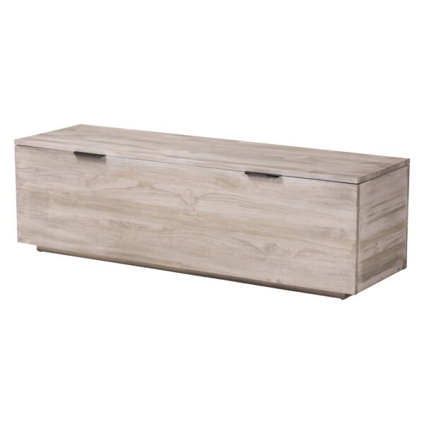 Wood Storage Trunk with Hinged Lid Modern Farmhouse Bench Chest