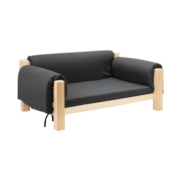 10 Modern Wooden Elevated Pet Bed with Cushioned Backrest for Dogs Cats