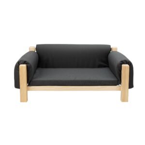 Modern Wooden Elevated Pet Bed with Cushioned Backrest for Dogs Cats