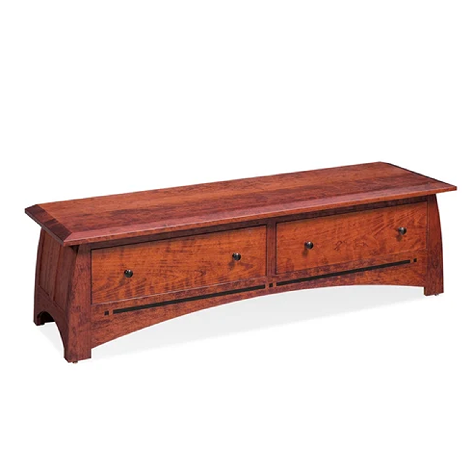 Rustic Solid Wood Storage Bench With Dual Drawer Design