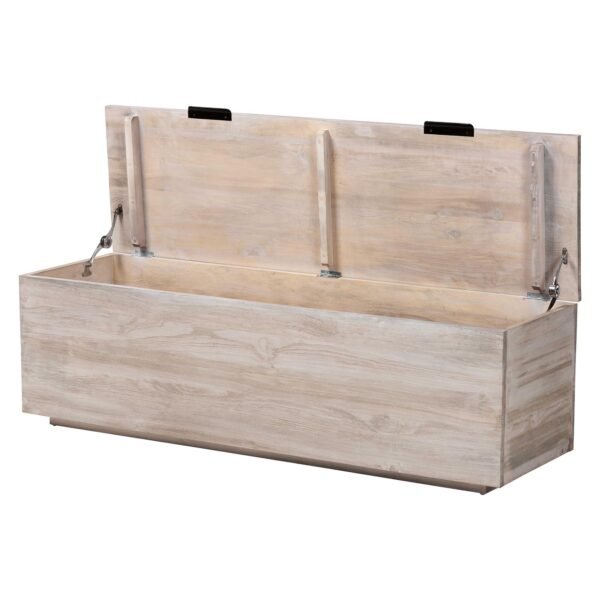 Wood Storage Trunk with Hinged Lid Modern Farmhouse Bench Chest