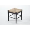 Woven Natural Fiber Accent Stool with Black Wooden Frame Seating