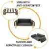 12 Modern Wooden Elevated Pet Bed with Cushioned Backrest for Dogs Cats