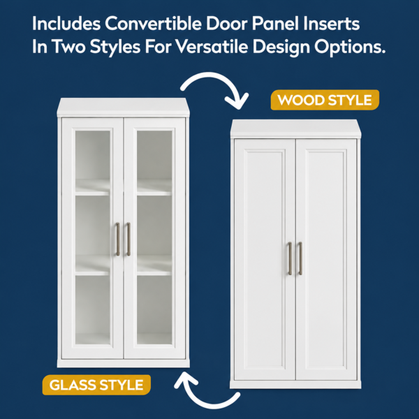 21-Inch Convertible Door Closet Tower with Adjustable Shelves