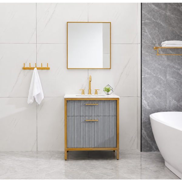 13 Luxury Modern PVC Bathroom Vanity Cabinet with Organized Drawer Storage