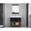 Navy Blue Bathroom Vanity Cabinet with Wave Design PVC Storage