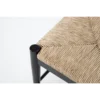Woven Natural Fiber Accent Stool with Black Wooden Frame Seating