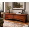 Rustic Solid Wood Storage Bench With Dual Drawer Design