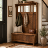 Mission Hall Bench with Storage, Hooks and Soft-Close Lid