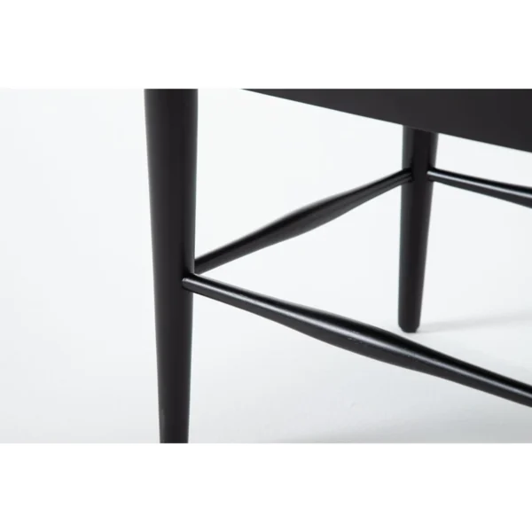 Woven Natural Fiber Accent Stool with Black Wooden Frame Seating