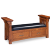 Solid Wood Storage Bench With Leather Seat And Drawers