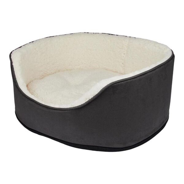 15 Oval Dog Bed Dark Grey with Soft Berber Lining Removable Cushion