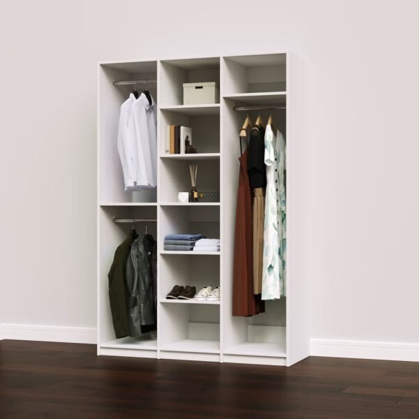 Basic Wardrobe Closet System with Hanging and Shelf Storage