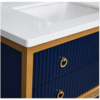 Navy Blue Bathroom Vanity Cabinet with Wave Design PVC Storage