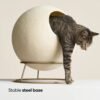 Modern Spherical Cat Bed with Faux Fur Cushion and Cozy Interior