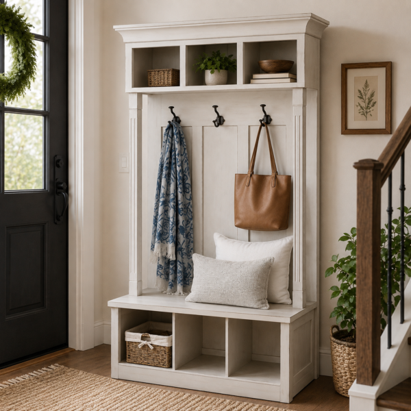 Hillcrest Hall Set with Storage Cubbies, Hooks and Bench