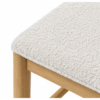 White Boucle Upholstered Accent Stool with Natural Wooden Frame Seating