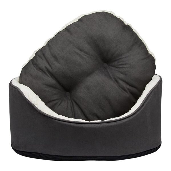 17 Oval Dog Bed Dark Grey with Soft Berber Lining Removable Cushion