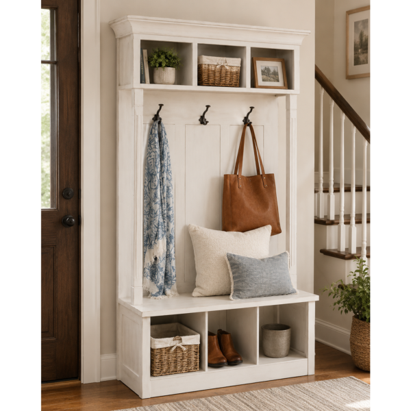Hillcrest Hall Set with Storage Cubbies, Hooks and Bench