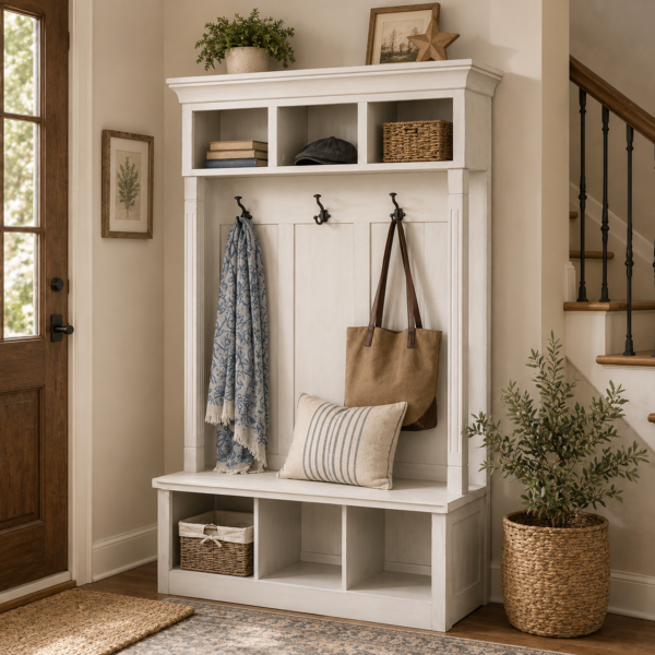 Hillcrest Hall Set with Storage Cubbies, Hooks and Bench
