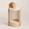 Modern Mid-Century Cat Tower with Two Levels and Shearling Beds