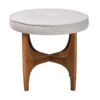 2 Round Upholstered Accent Stool with Wooden Frame and Padded Seat